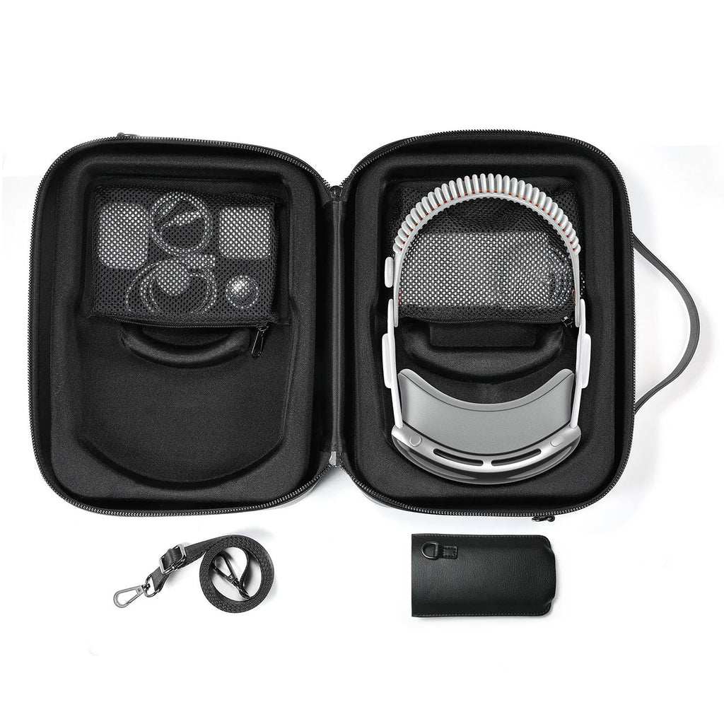 Black superfiber MR storage box for Apple Vision Pro headset measuring 32.5x24.5x11.5cm