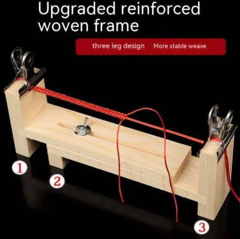 Solid wood weaving machine fixing rack with clip for hand-woven bracelets and necklaces