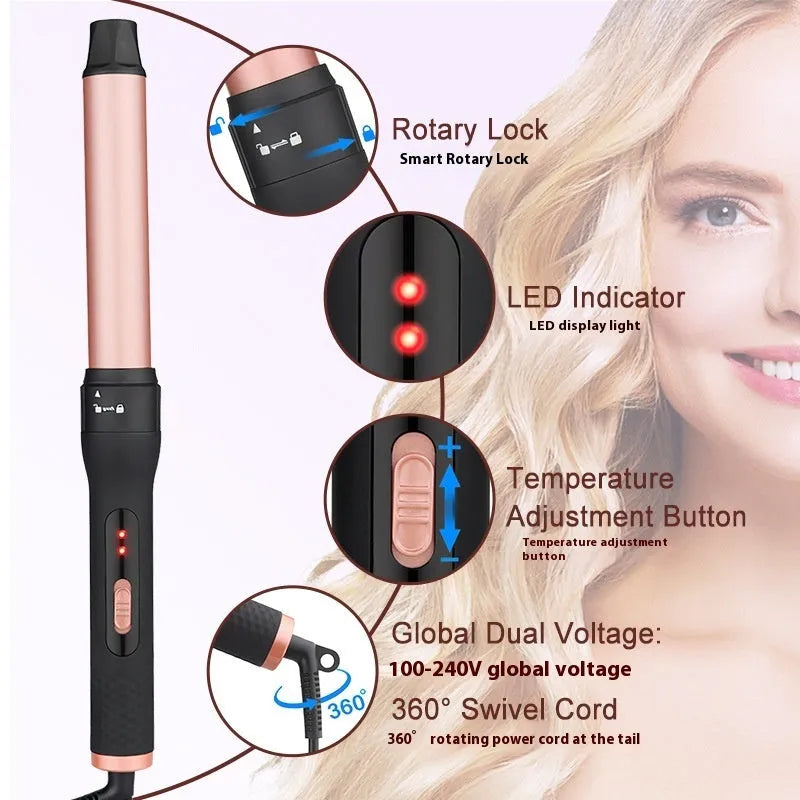 All-in-one three-tube water wave hair curler set with multiple voltage options and wired AC power supply