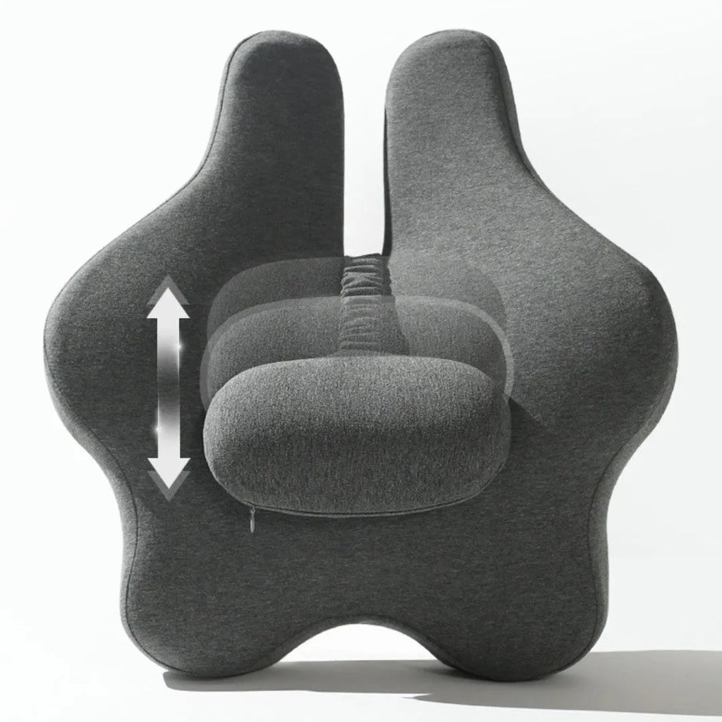 Adjustable memory foam car cushion waist support in solid colour black, 50x47x9cm