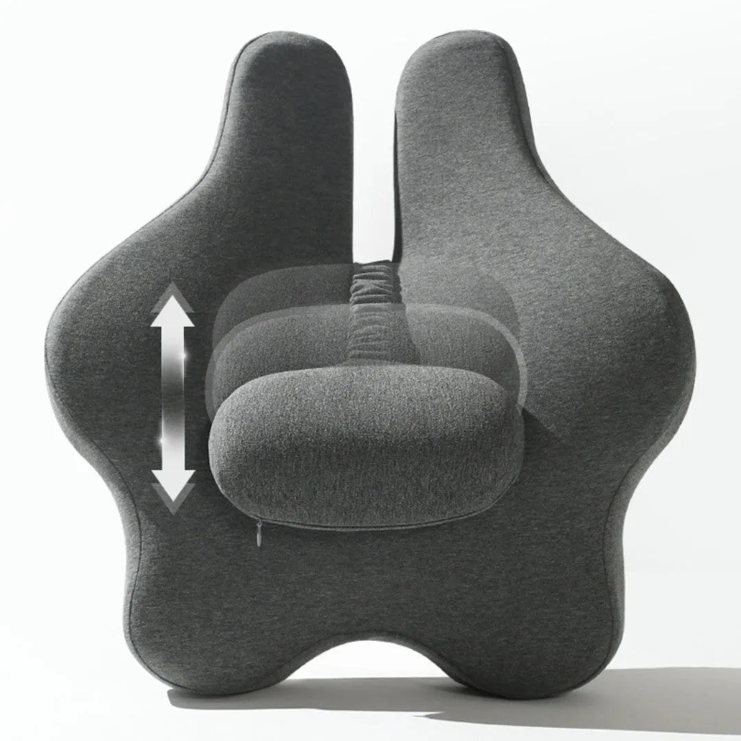 Adjustable memory foam car cushion waist support in solid colour black, 50x47x9cm