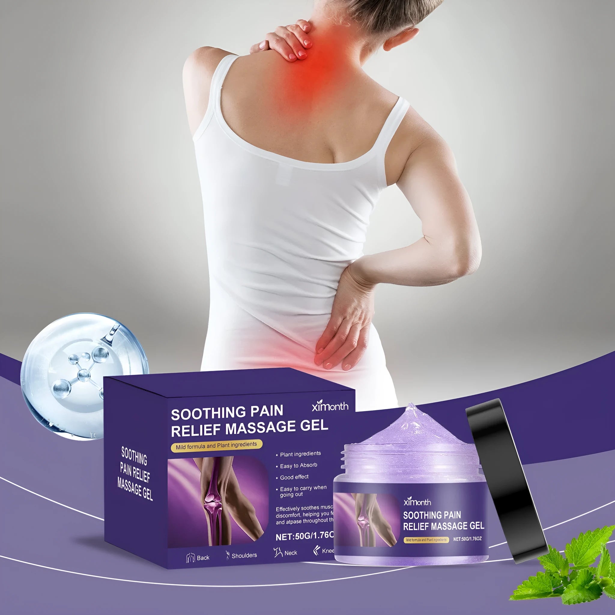 50g tube of body joint care gel with warming formula for muscle and joint support