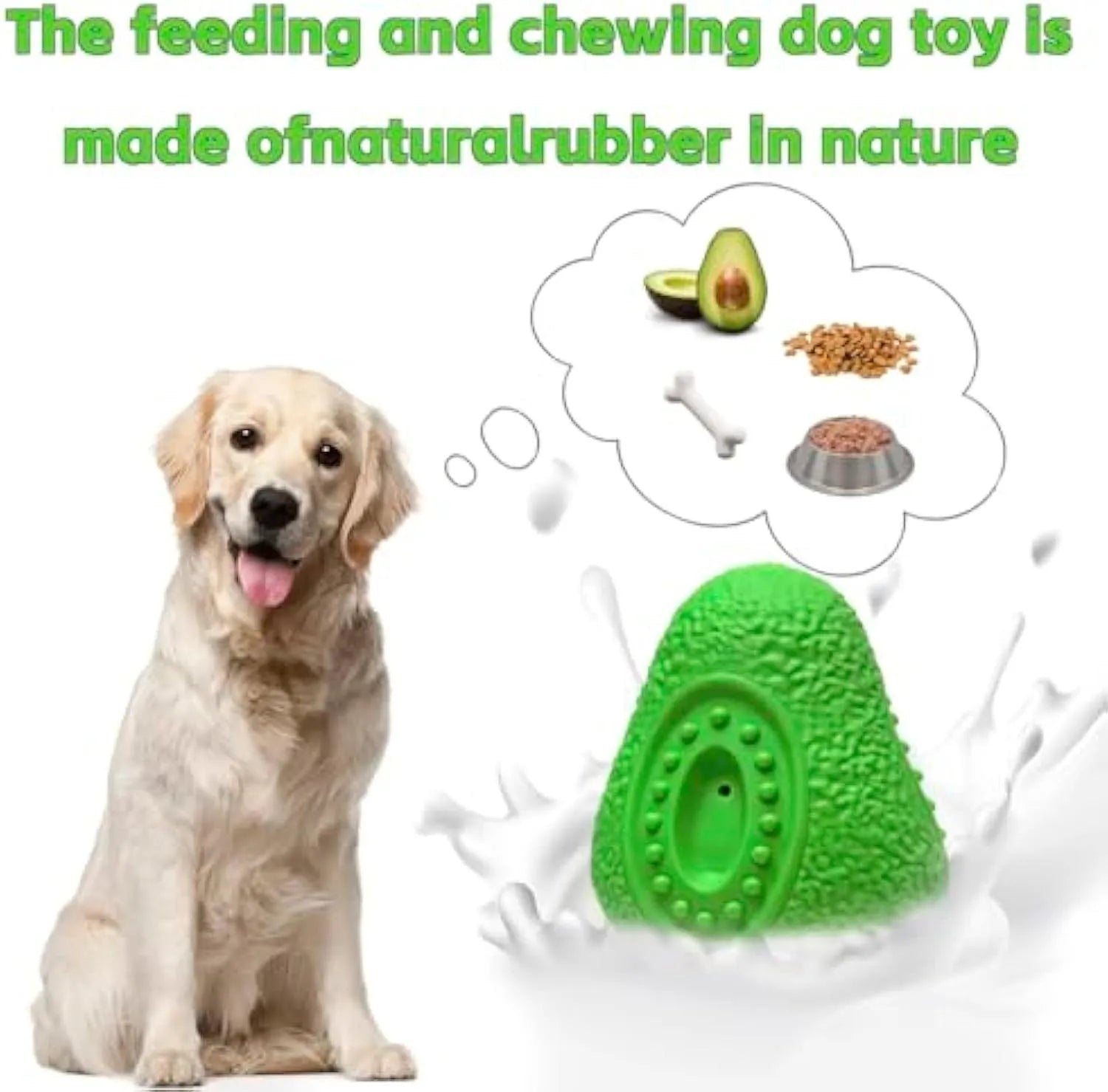 Green indestructible rubber dog chew toy for aggressive chewers on a white background.