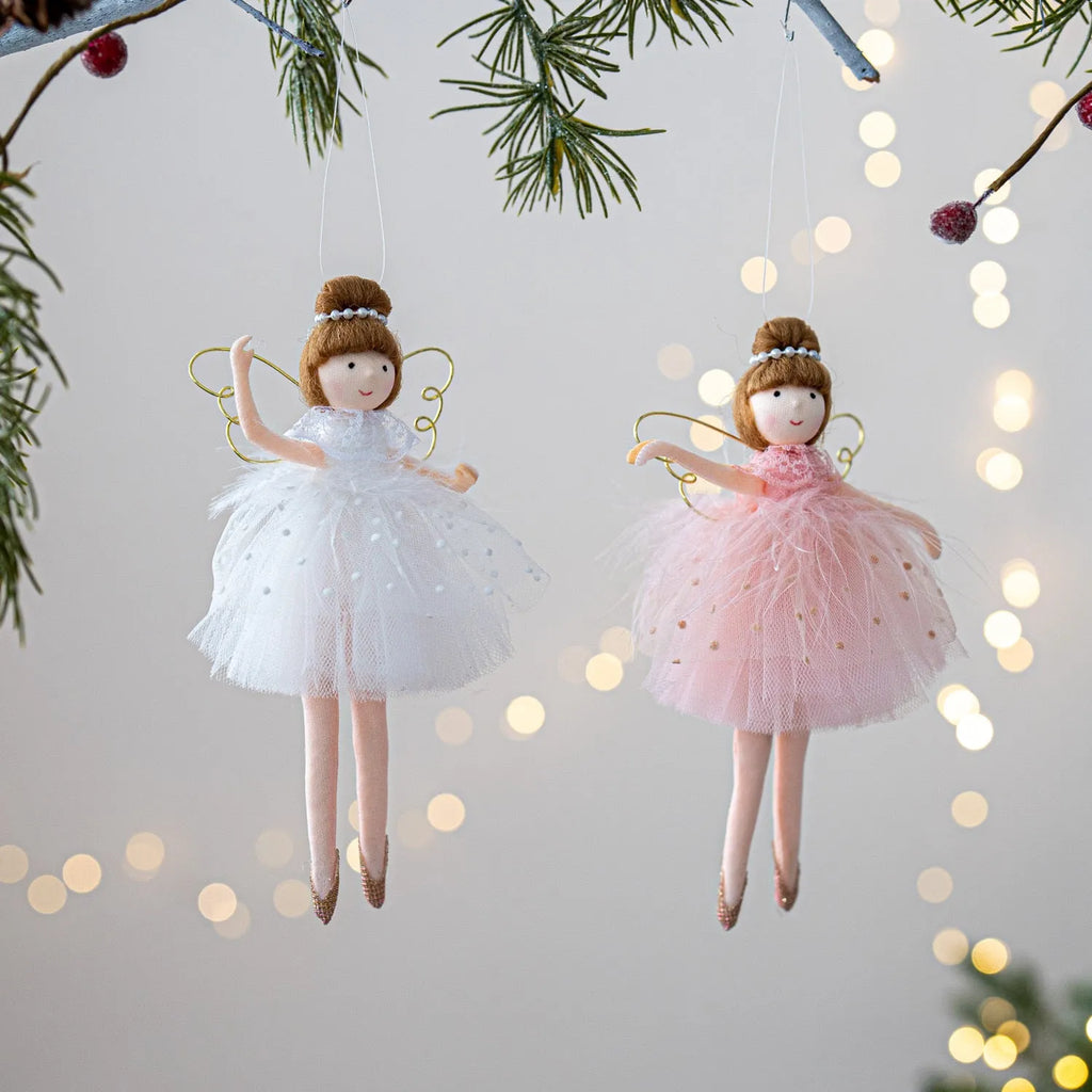Pink and white cloth ballet girl angel plush doll pendant for decorative hanging