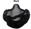 Carbon steel net mask head-mounted face shield for outdoor paintball airsoft protection in black colour