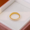 Gold geometric open mouth women's ring with pearl elements on electroplated copper