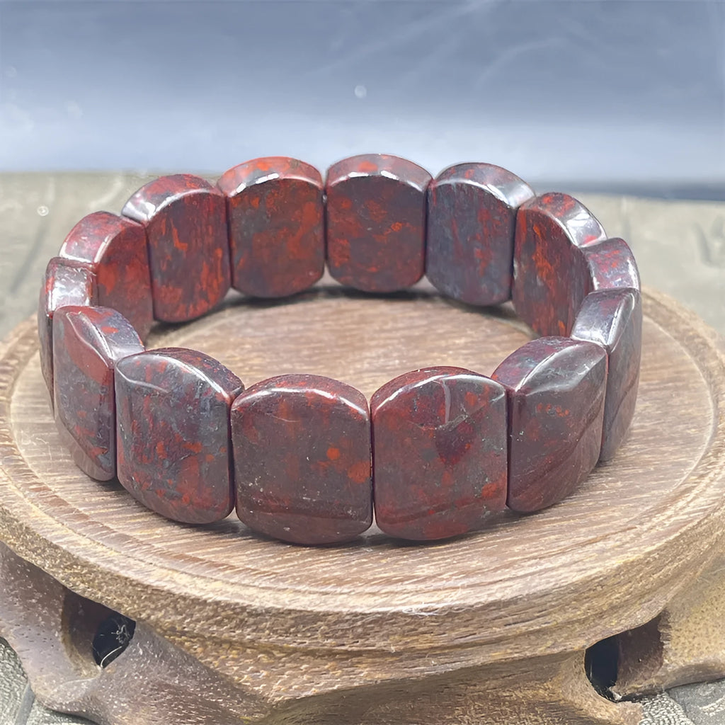 Bloodstone meteorite bracelet for men and women in natural quartz rock jade, modern simplicity style