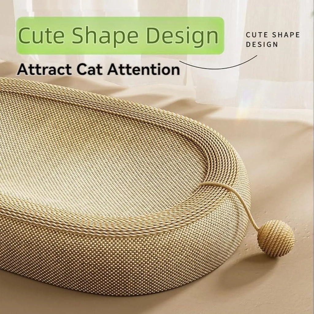 Large natural sisal fibre cat scratching board with an integrated raised lounge platform