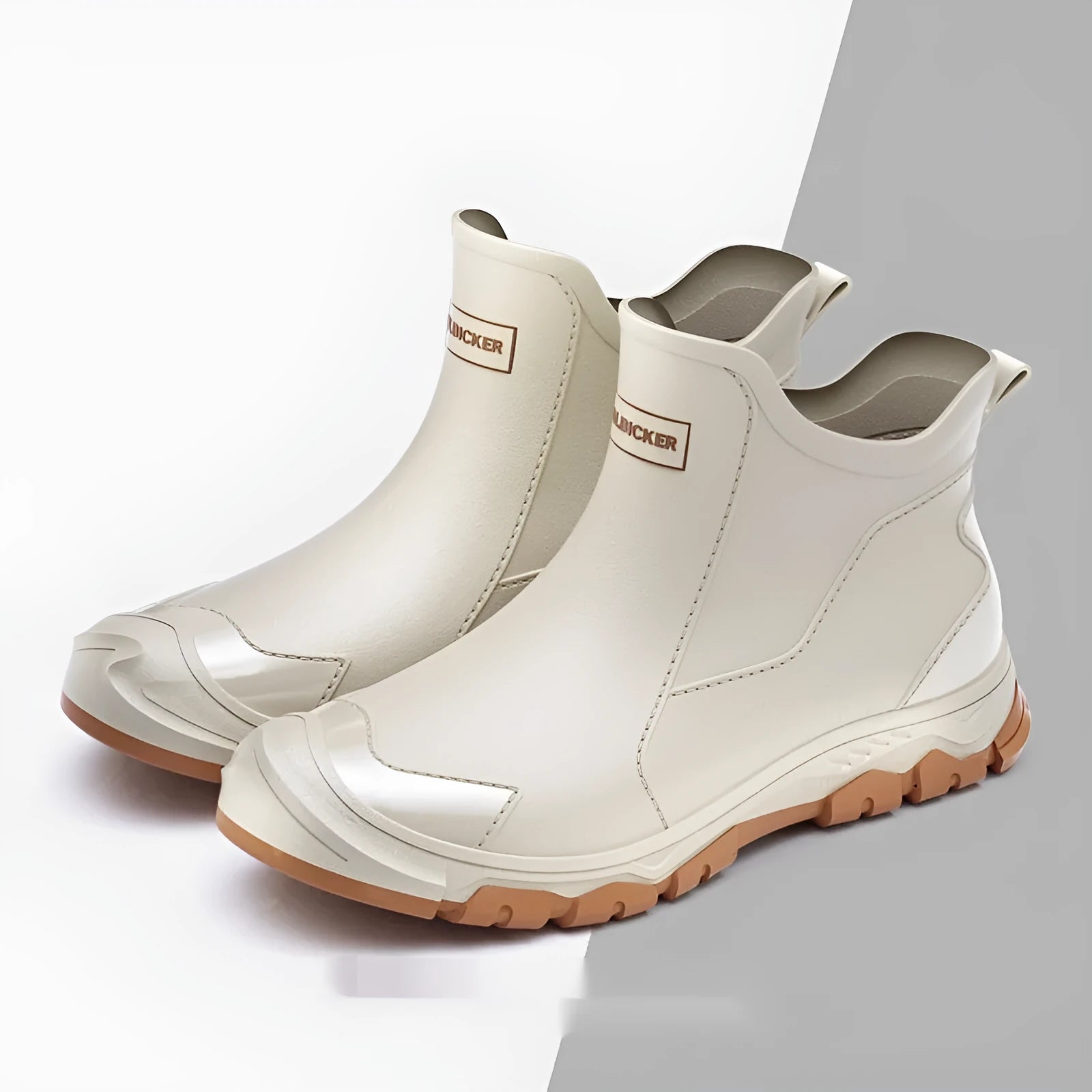 Women's non-slip wading rubber shoes in Korean short tube style with PVC upper