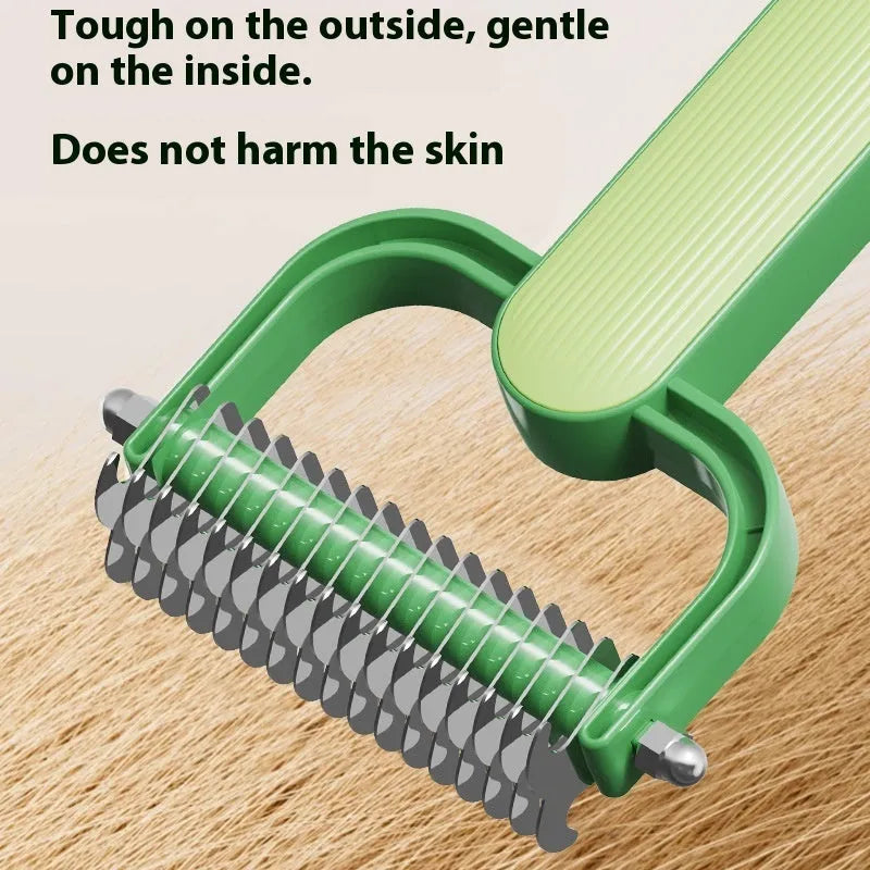 Pet grooming comb with stainless steel teeth and PP plastic handle for removing matted dog hair