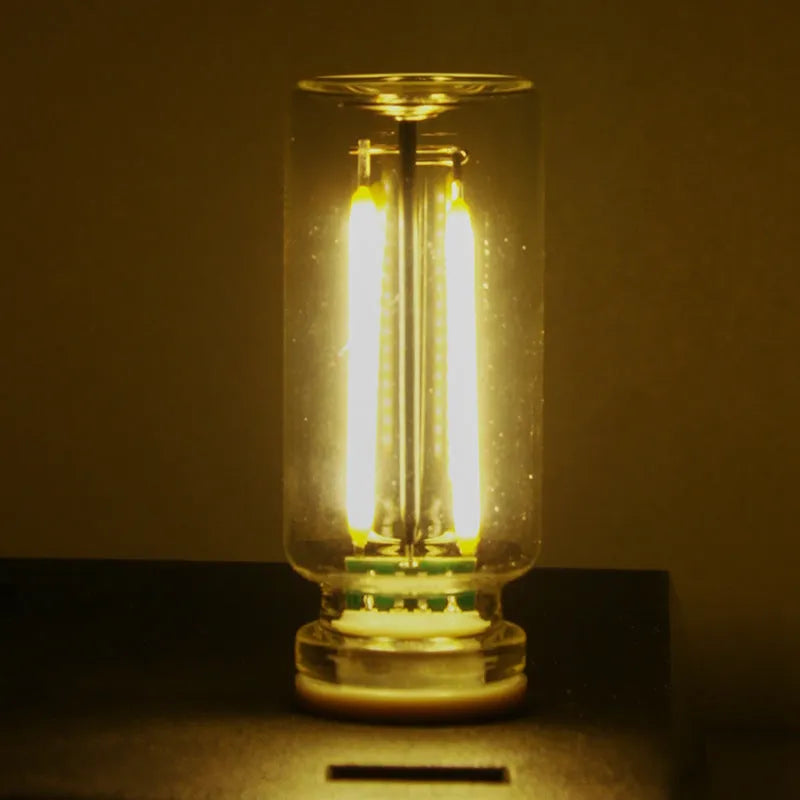RX9001 transparent USB touch ambience night lamp in platinum with warm white light
