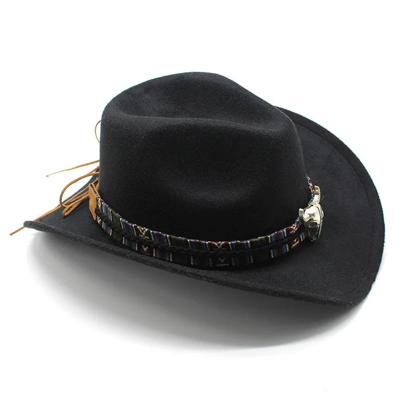 Western-style cowboy hat with a bell-shaped crown in a polyester wool fabric, shown in an army green colour.