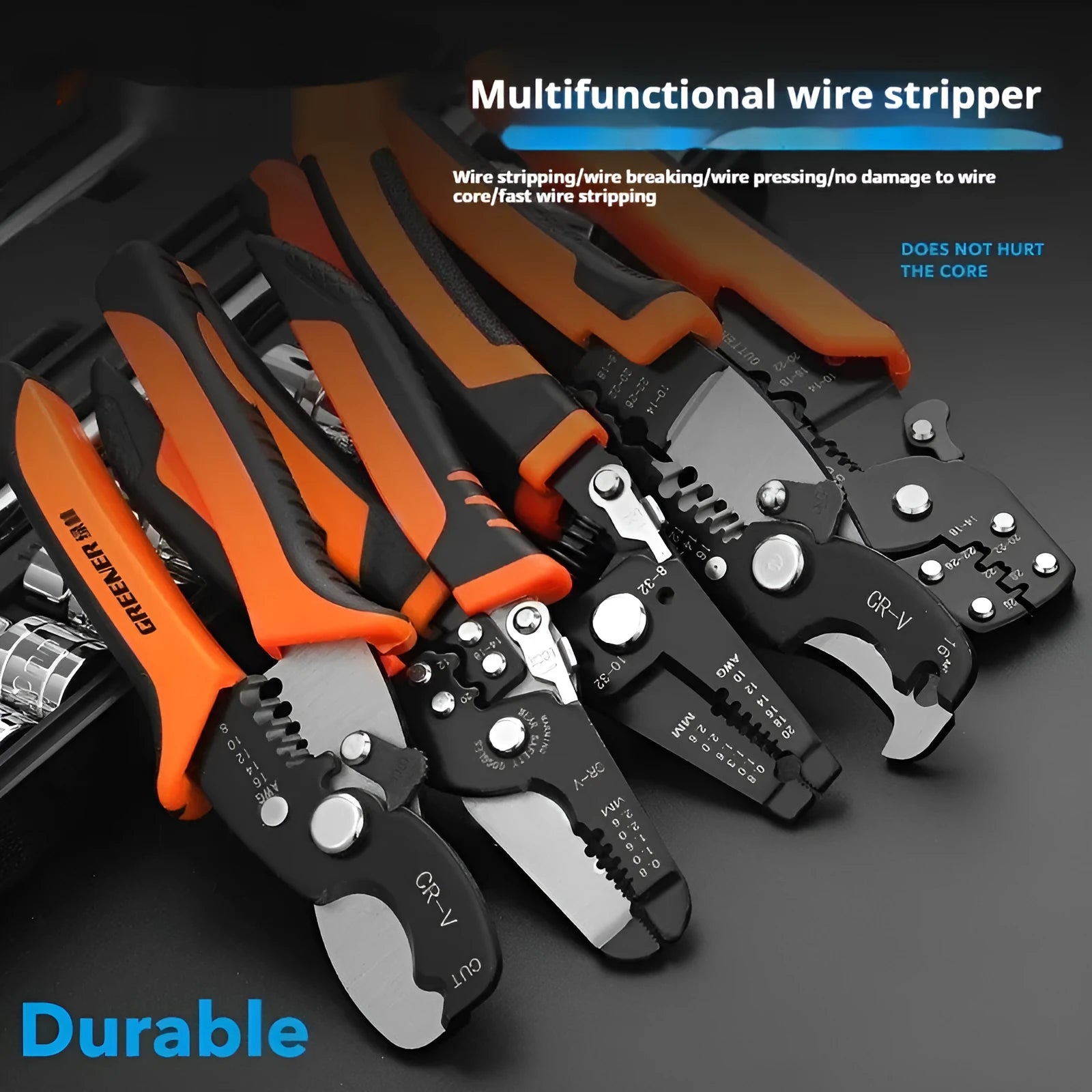 Fully automatic wire stripping pliers with high carbon steel blades for electrical installation