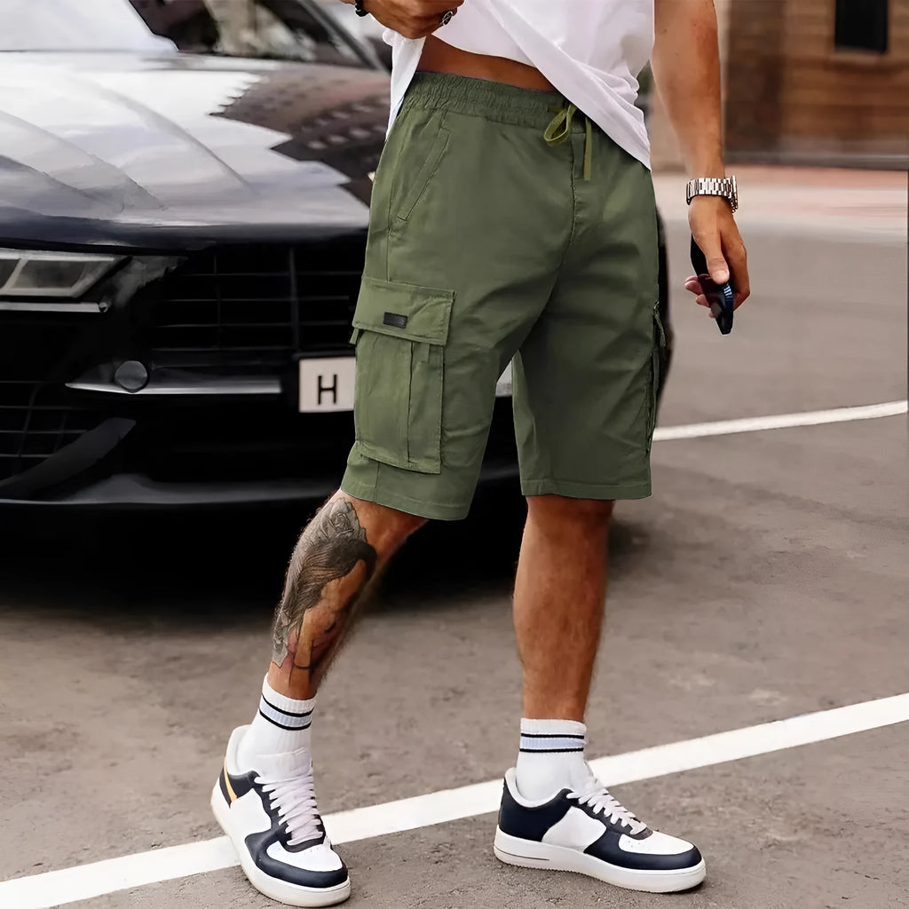 Men's summer workwear shorts loose fit polyester casual shorts in light gray