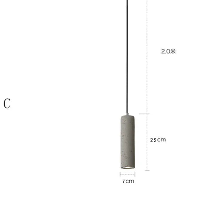 Marble chandelier with concrete cement spotlights and LED lights, adjustable height 2m, for restaurant or living room