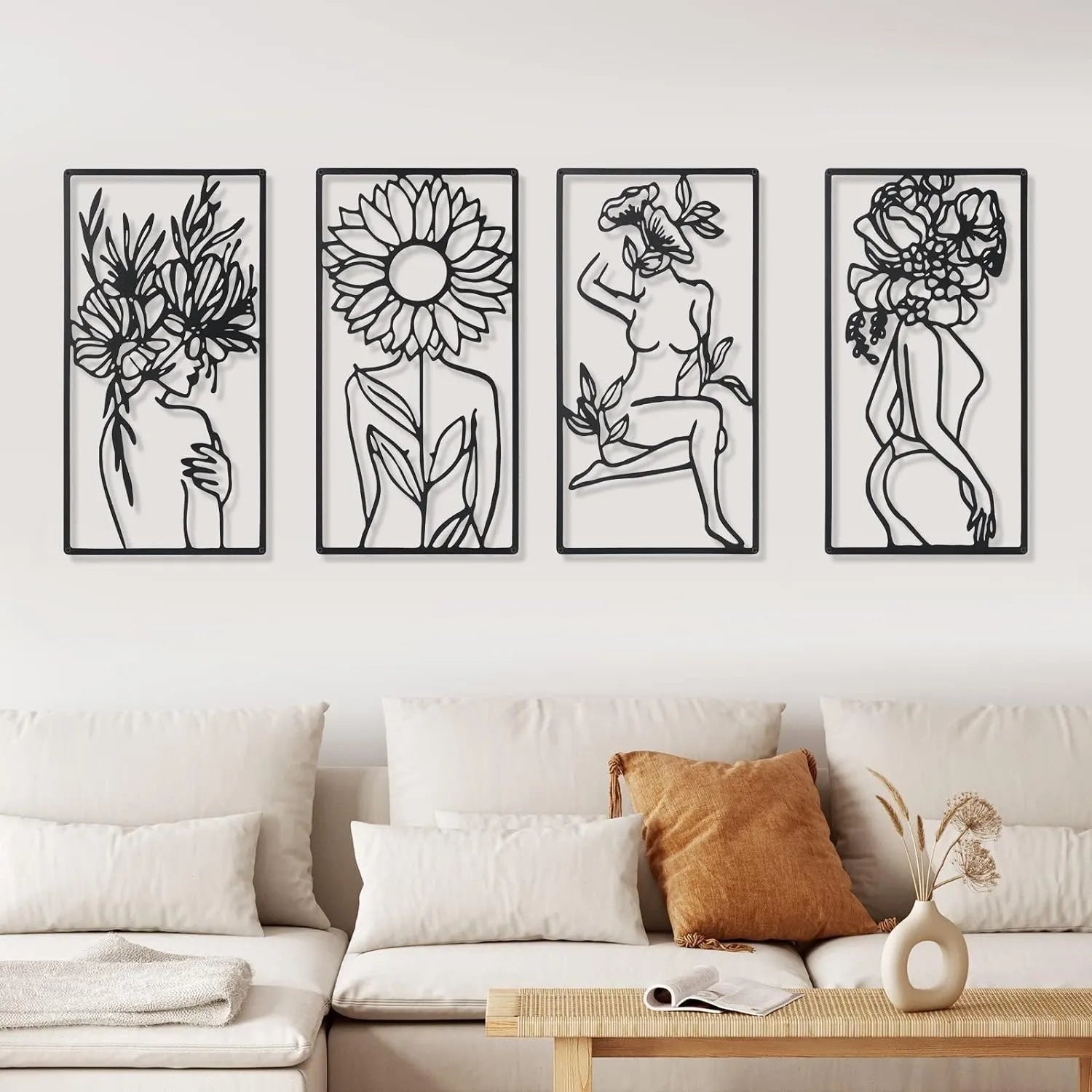 Set of 4 iron human body partial wall decorative paintings in modern simplicity style measuring 17x10 inches each