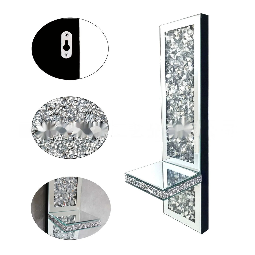 Pair of silver glass wall hanging candlesticks with modern minimalist design