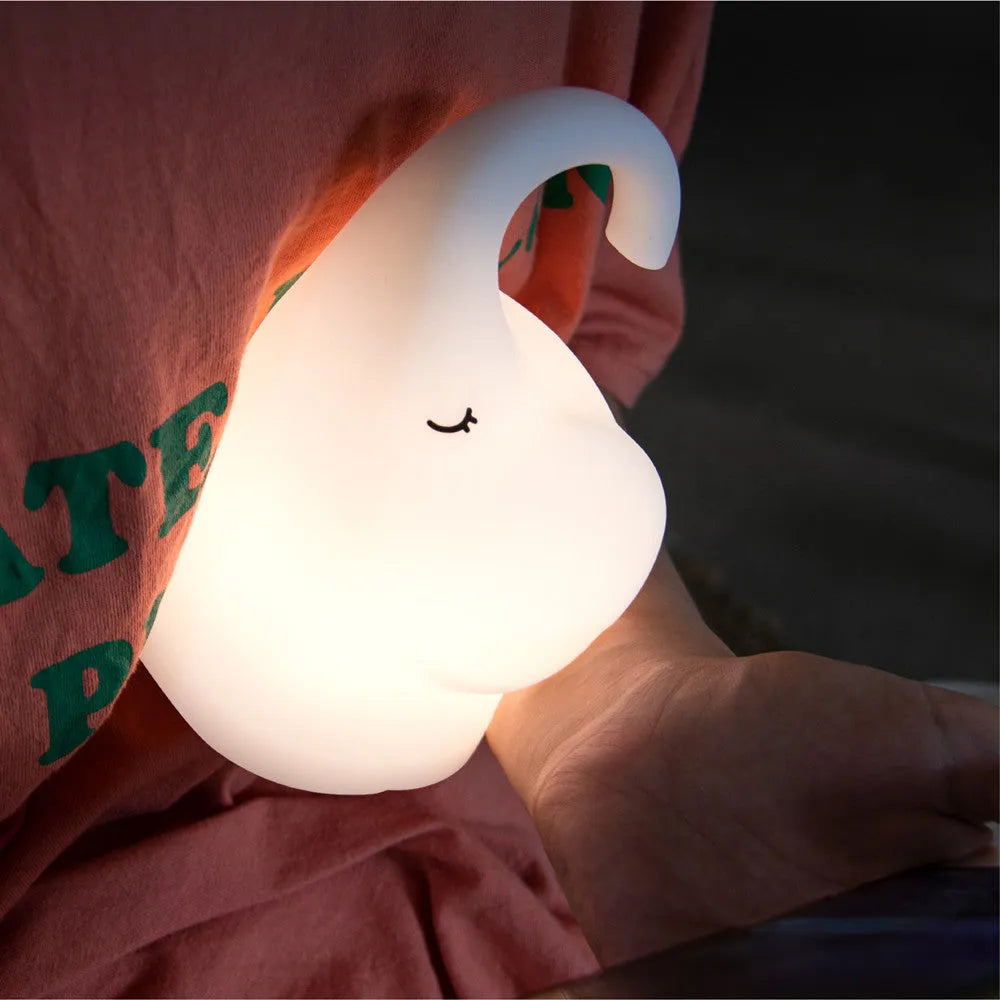 Elephant silicone night light with warm white LED glow for bedroom use
