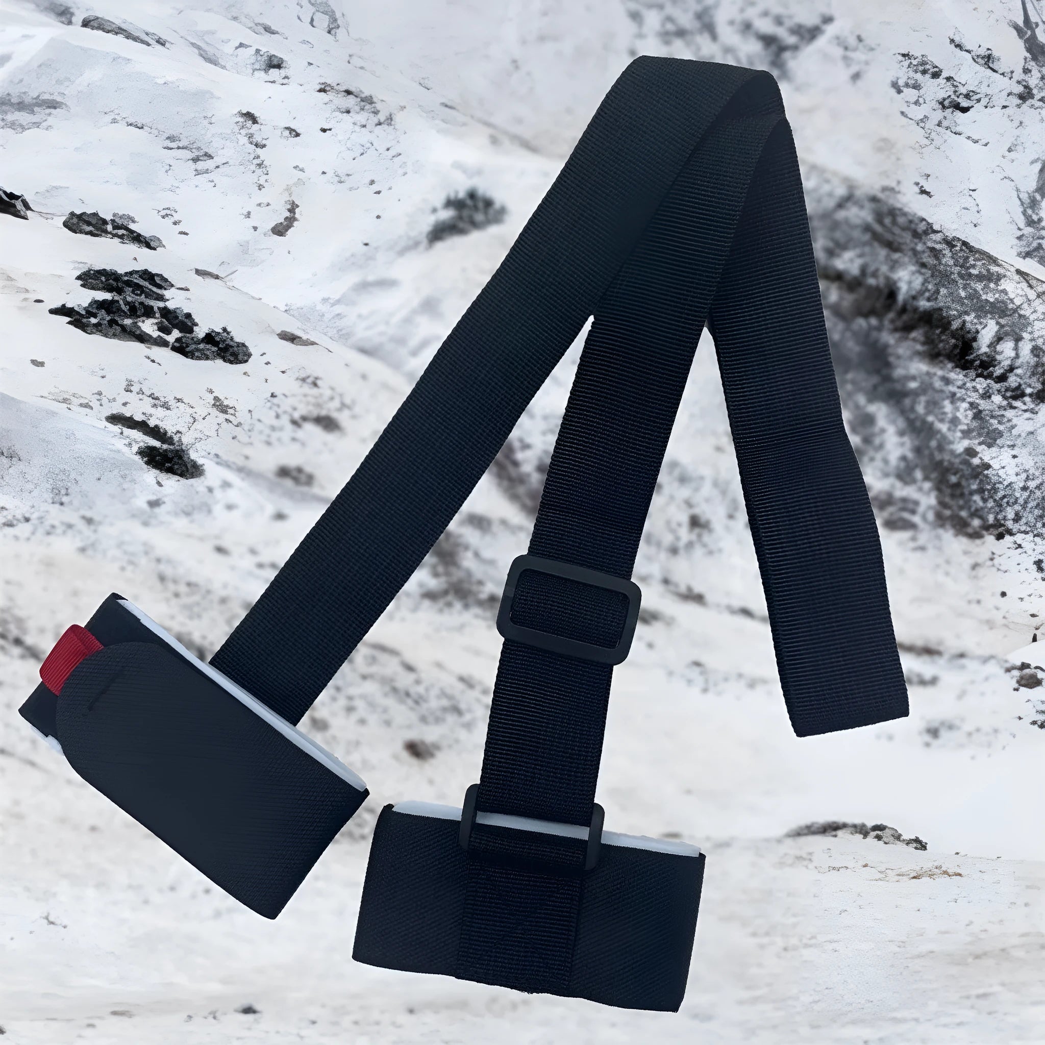 Adjustable skiing bandage shoulder strap with hook-and-loop fastening for double ski boards