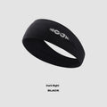 Seamless knitted exercise hair band in black, grey, and blue for sports.
