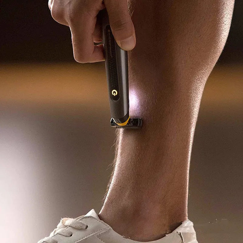Wireless rechargeable precision shaver with LED light and ergonomic handle