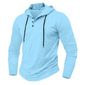 Men's sports fitness hooded long sleeve top in thin polyester, available in 10 colours, Asian sizing S to XXXL