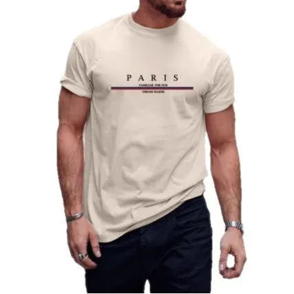 Men's loose fit short-sleeved T-shirt with letter printing in pure cotton fabric