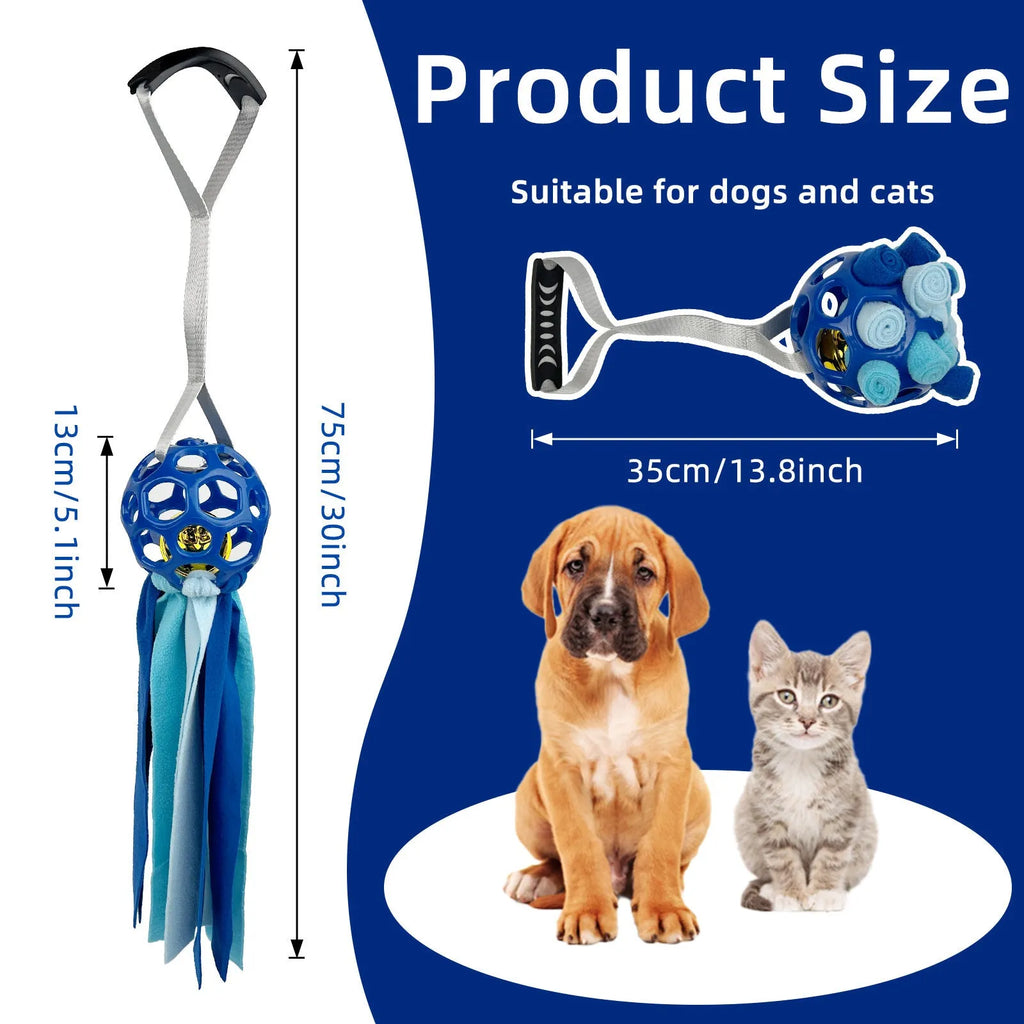 Interactive hollow TPR pet ball with bell for dogs and cats, 75cm, available in five colours