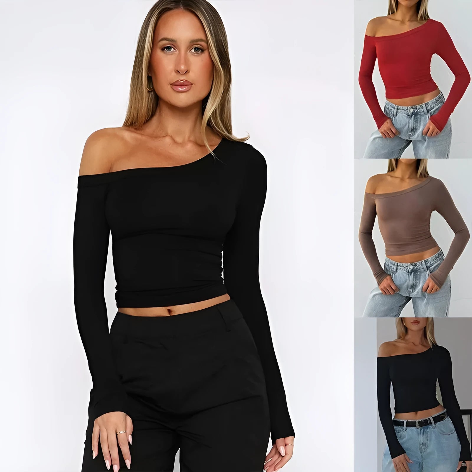 Women's slim fit knitted cardigan in solid colour with cross shoulder strap design