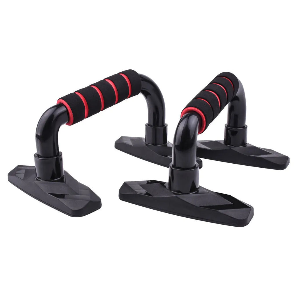 I-shaped PP sponge push up bars for strength training in black, blue, grey and red colour options