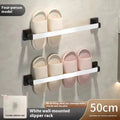 Nordic style bathroom slipper rack wall-mounted carbon steel with seat black colour
