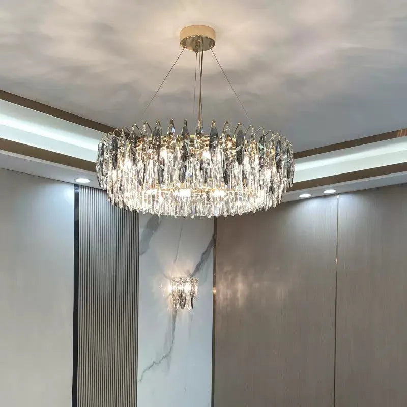 Light luxury crystal diamond chandelier with iron frame, multi-head design, 500-1000mm diameter