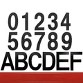 Black stainless steel adhesive house number plaque with a 7.5cm character size for outdoor use