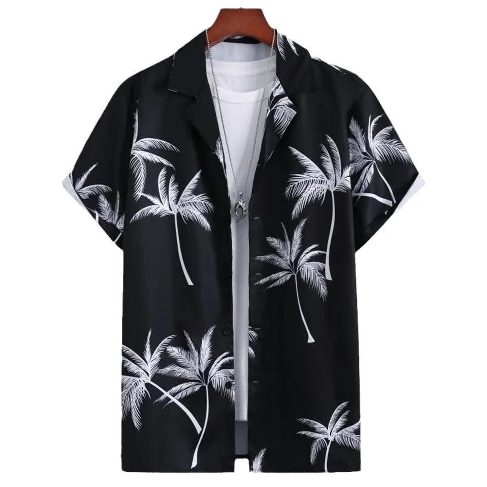 Men's 3D digital stitching print camouflage cardigan shirt, loose fit, short sleeve, summer style, polyester fibre