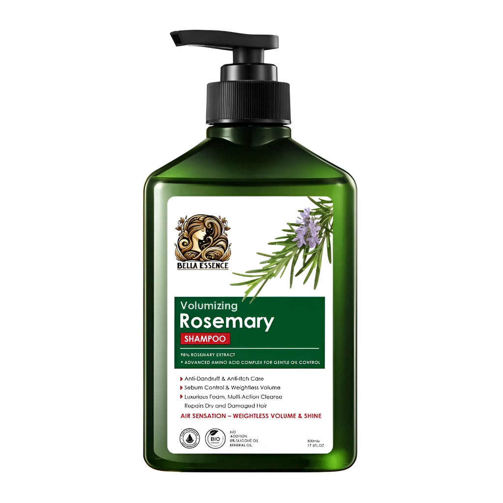 Bottle of Rosemary Anti-Dandruff Fluffy Shampoo for scalp care and hair volume