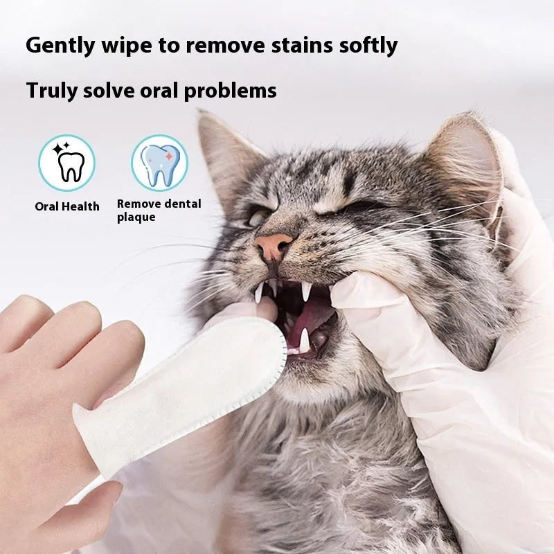 Pack of 50 non-woven fabric pet dental finger stalls for cat and dog teeth cleaning