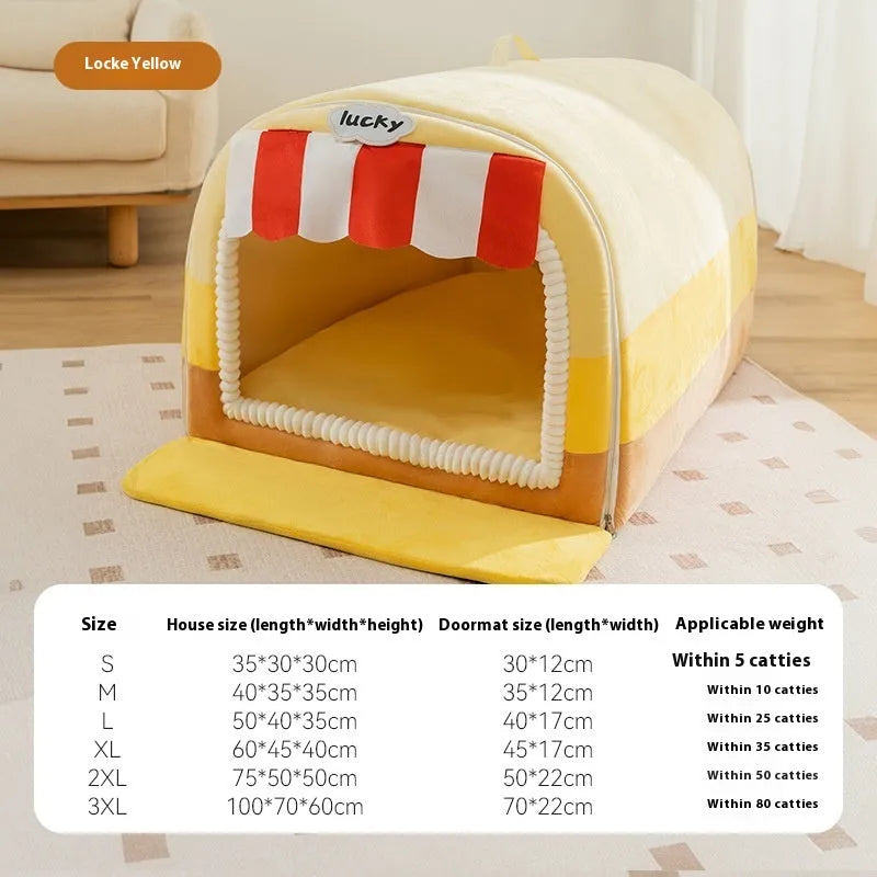 Autumn winter large dog painted sponge pet bed in rock yellow lucky colour