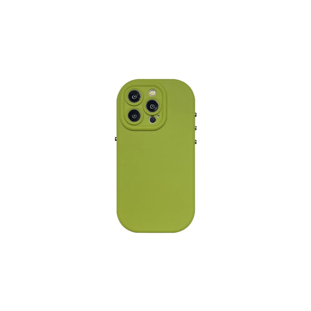 Silicone solid colour electroplated phone case for iPhone in antique white showing button covers and camera cutout