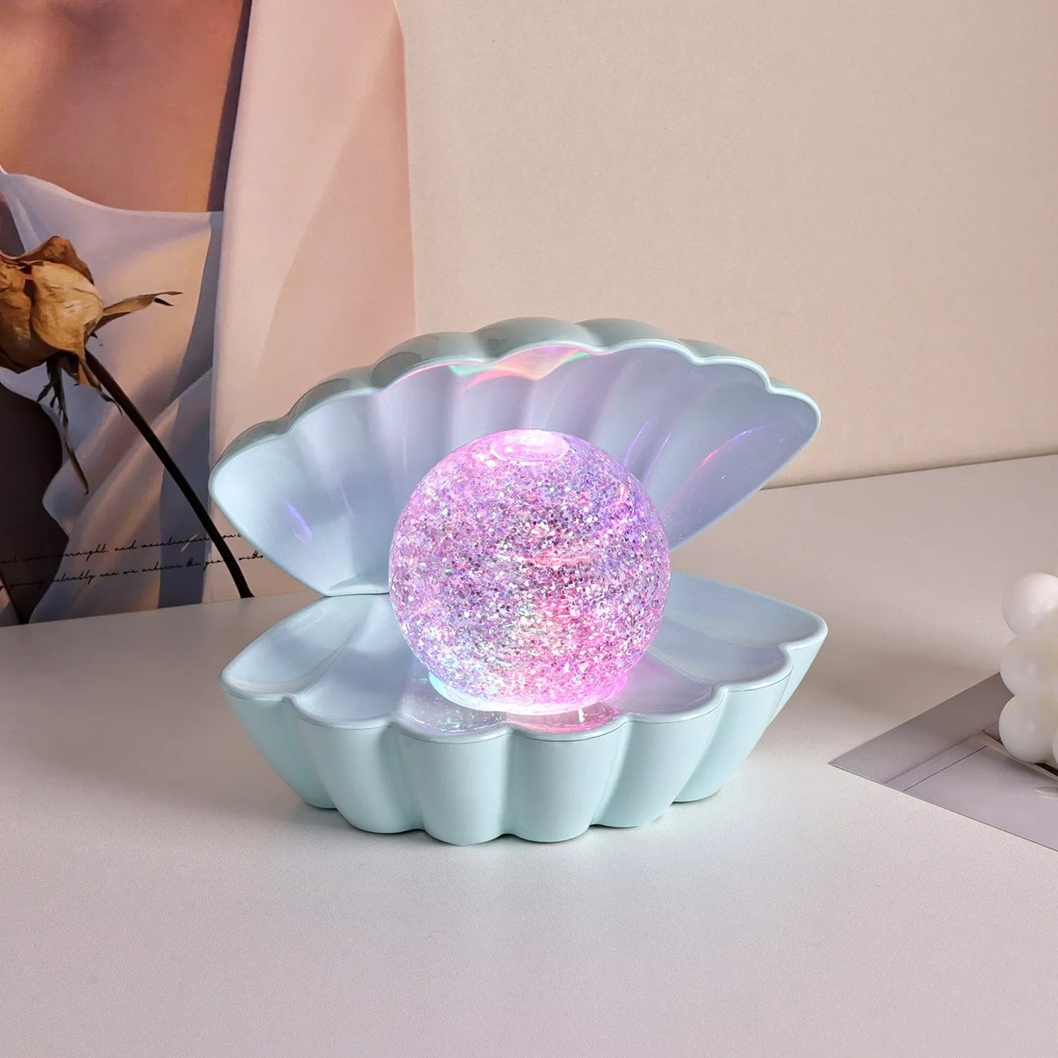 Shell-shaped neon night lamp decorative ornament with battery power supply