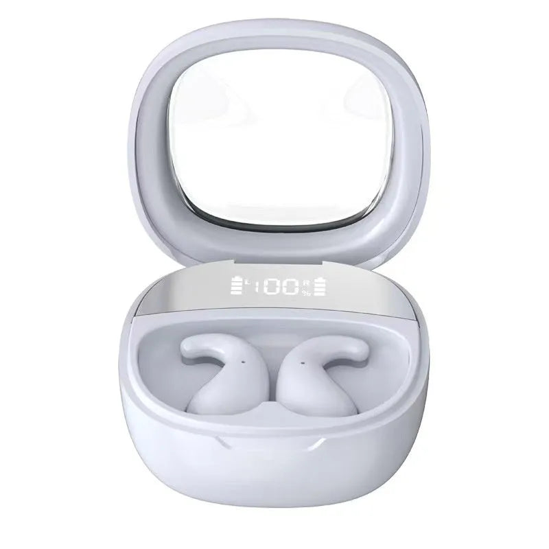 TWS Bluetooth headset earplug style with digital display screen in black colour