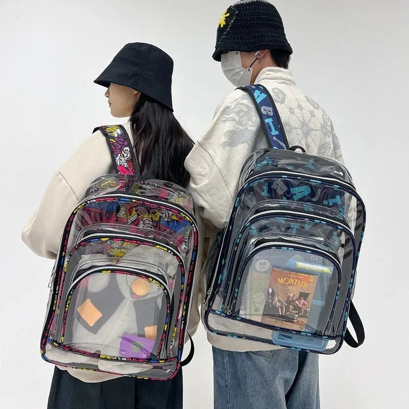 PVC transparent waterproof backpack in unisex size 30x16x44cm with thin inner bag