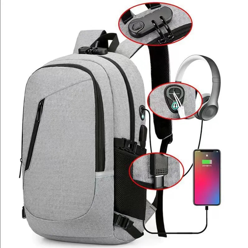 Oxford cloth computer backpack in solid colour with 20-35L capacity and street trend styling