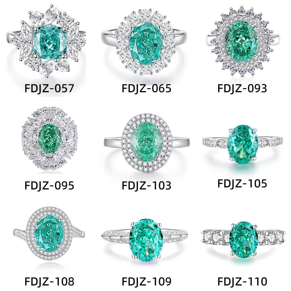 S925 sterling silver ring with a green emerald in a geometric Palaibahao setting on a woman's finger.