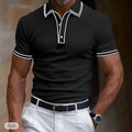 Men's loose striped short-sleeved polyester T-shirt in multiple colours for summer leisure wear