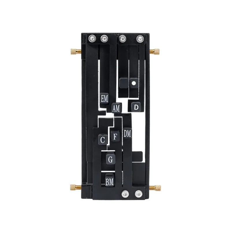 Black guitar chord changer device with automatic gear mechanism for beginner practice