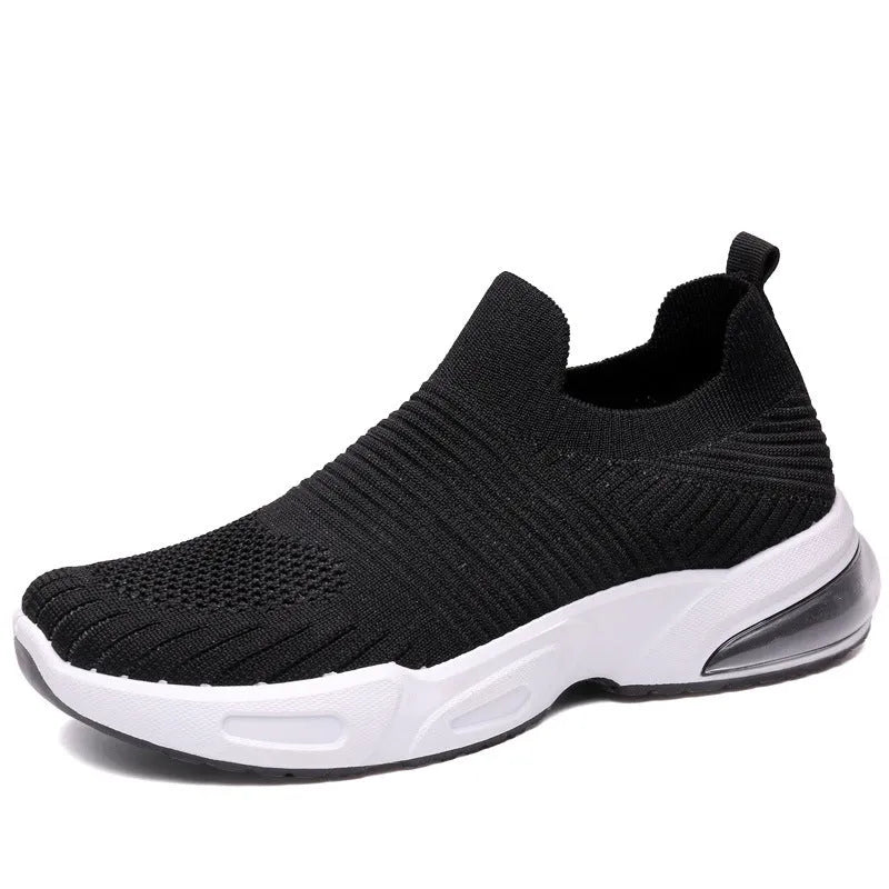 Slip-on breathable lightweight lazy sock shoes in 2205 Black with mesh lining and PVC sole