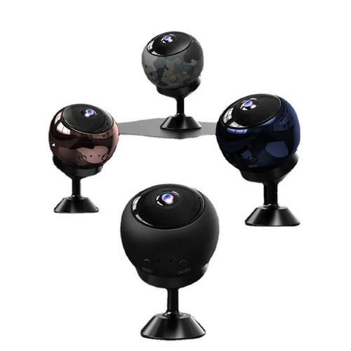 1080p wireless WiFi surveillance camera with ABS housing on a flat surface.