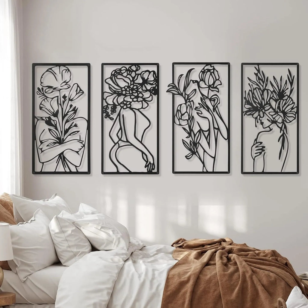 Set of 4 iron human body partial wall decorative paintings in modern simplicity style measuring 17x10 inches each