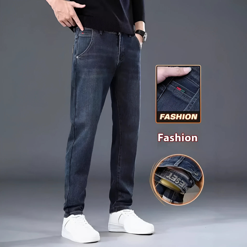 Blue grey slim straight casual trousers with mid waist and zip fly for teenagers' summer street fashion