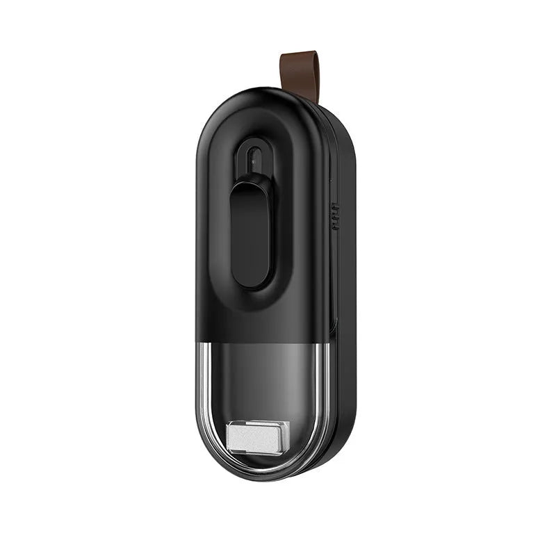 Multi-functional handheld portable battery-powered food bag sealer with sealing and cutting heads, black colour, on white background